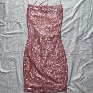 Hello Molly Elegant Pink Sequin Dress